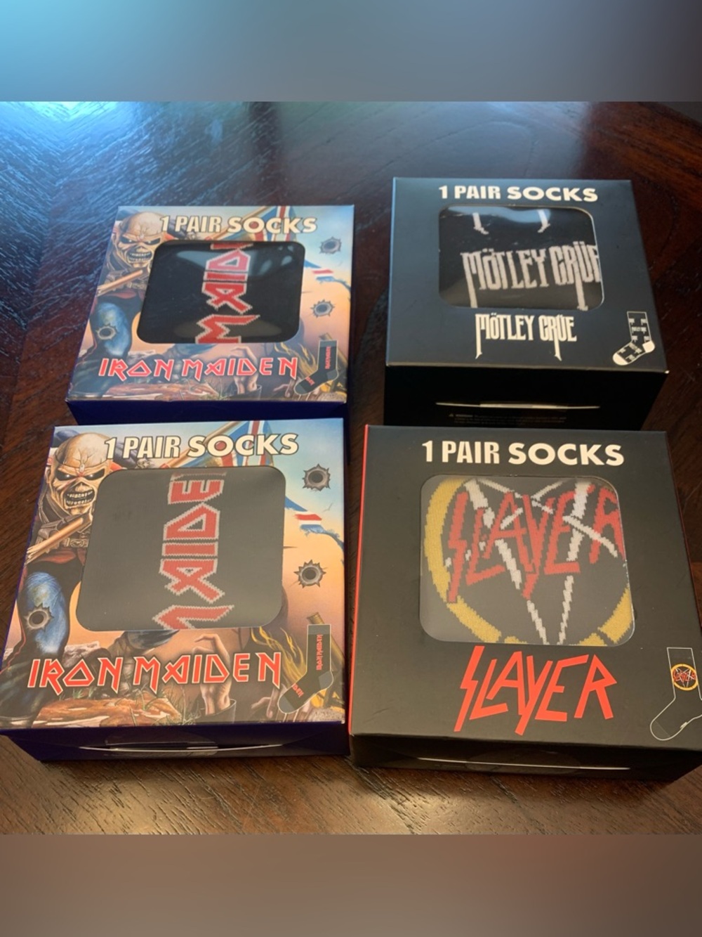 Iron Maiden, Mötley Crüe & Slayer Band Logo Socks - Black & Multicolor
